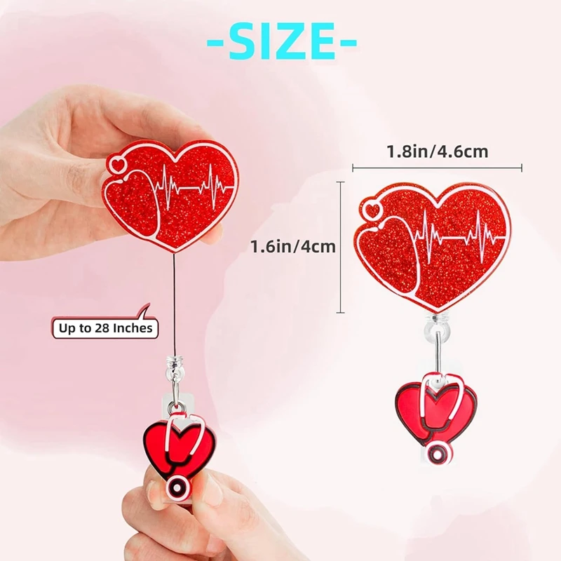 きらびやかな看護バッジリール、看護名タグホルダー、格納式クリップ、面白い看護IDカードホルダー、6個