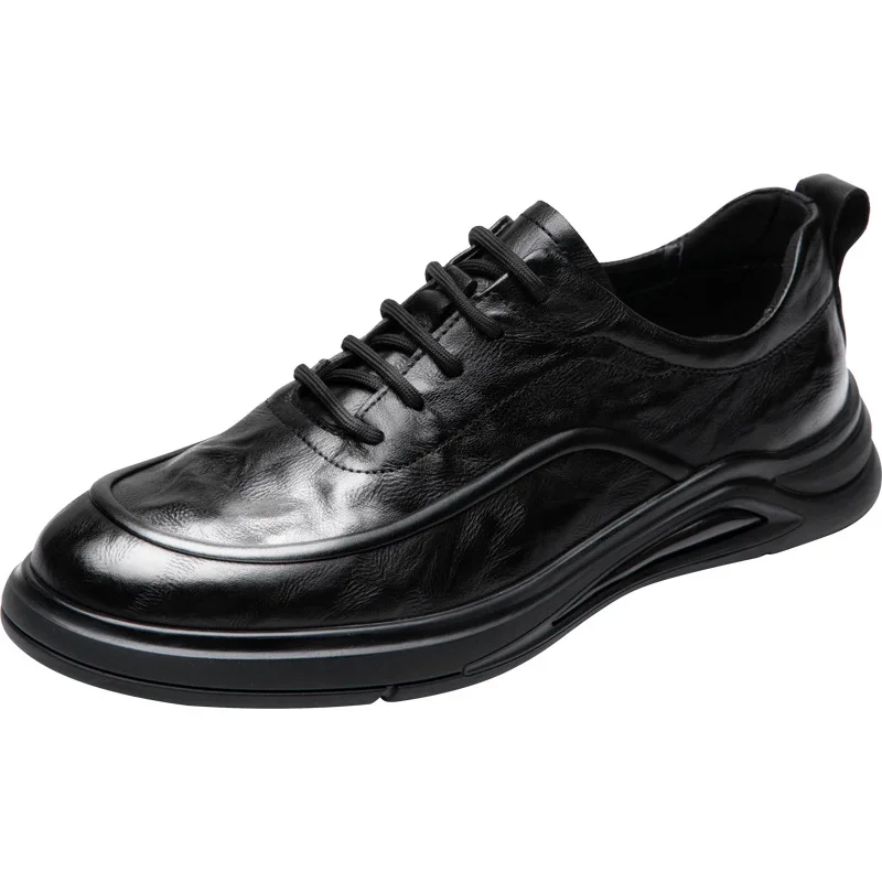 

Spring Autumn Winter Cowhide Designer Shoes Breathable Genuine Leather Flats British Retro Men Luxury Sneakers Casual Shoes Male