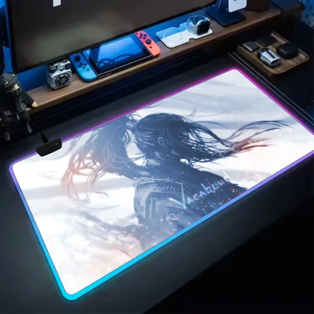 

Крутой коврик для мыши VAGABOND, игровой коврик для мыши RGB XXL, расширенная поверхность, нескользящий, гладкий, светодиодная подсветка, идеальный настольный коврик