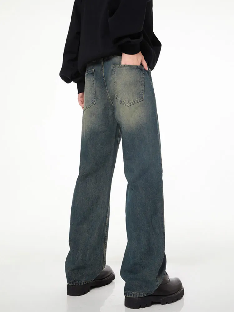 

Американские винтажные джинсы прямого кроя, мужские свободные расклешенные брюки, длинные брюки в стиле High Street Vibe, модные брендовые брюки на весну и осень