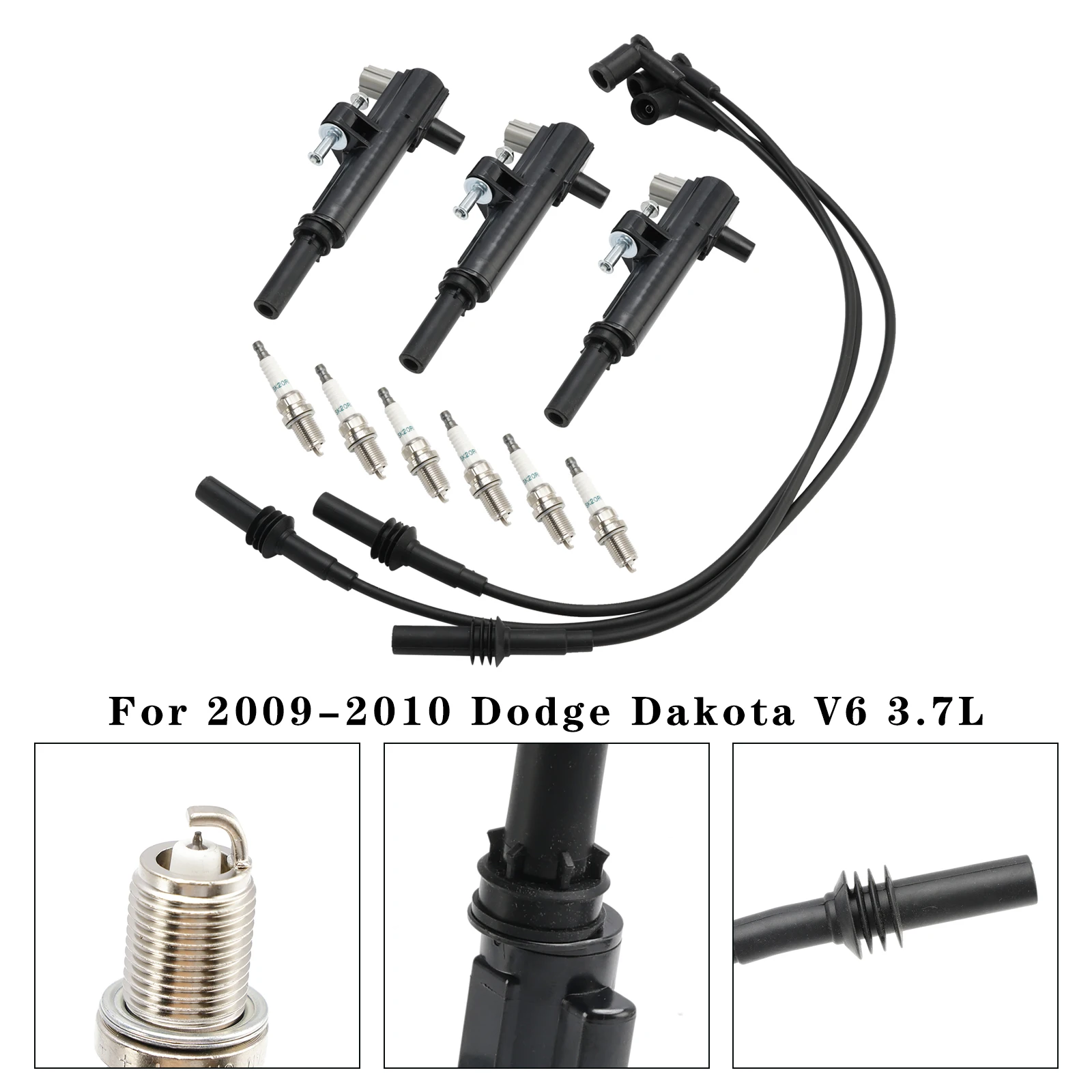 Artudatech 3x Ignition Coil+6x Spark Plug+3x Wire UF640 For Jeep Liberty 3.7L V6 Car Accessories