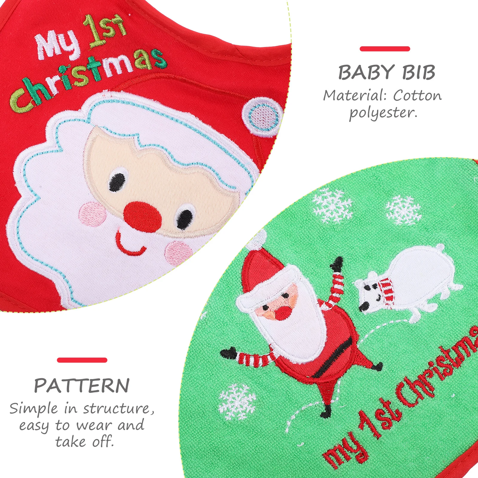 

2Pcs Baby Bib Christmas Pattern Drool Proof Feeding Apron for Newborn Infant Toddler Lightweight Saliva Towel Easy Clean