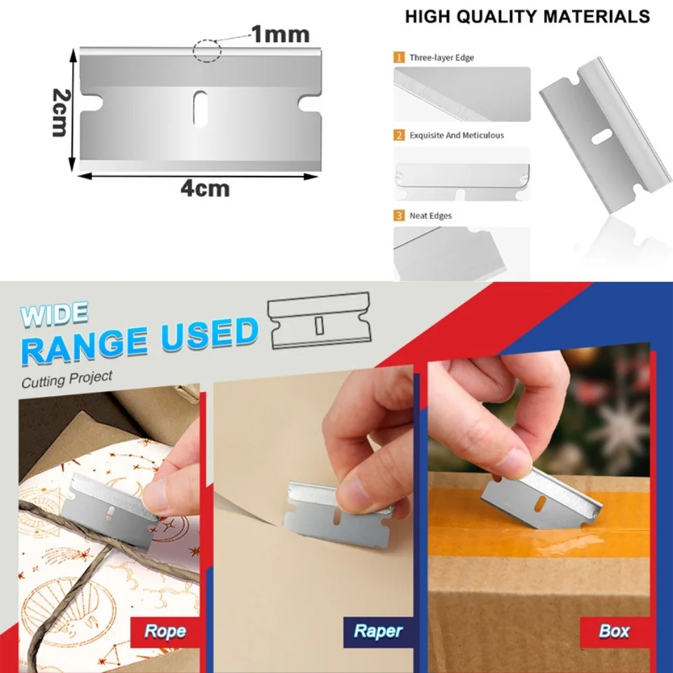 Razor Scraper Blades Stainless Steel Replacement Blades Glass Clean Scraper Paint Sticker Remover Box Cutter Ceramic Hob Scraper