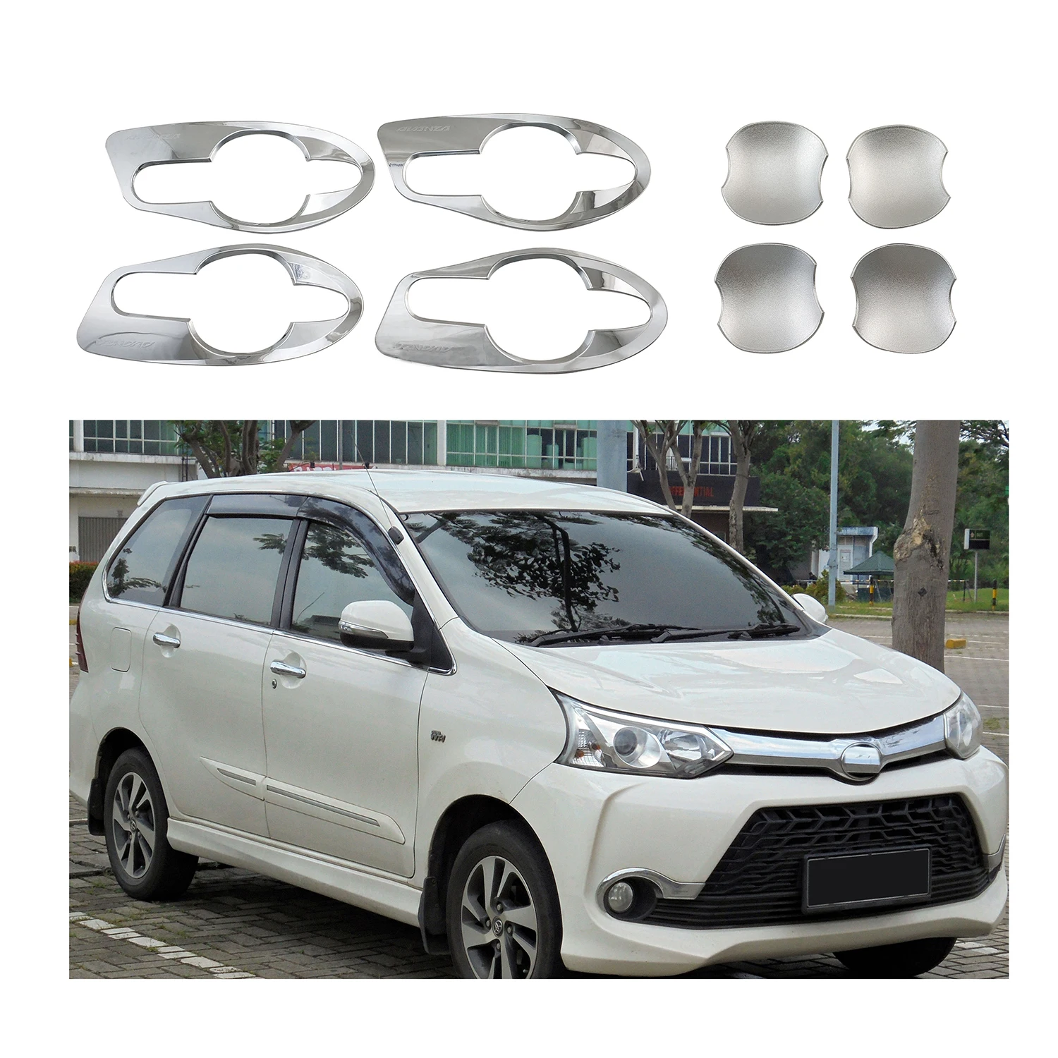 

For Toyota AVANZA 2012 2013 2014 2015 2016 2018 2019 8PCS Chrome Car Accessories Plated Door Handle Bowl Covers Trim Paste Style