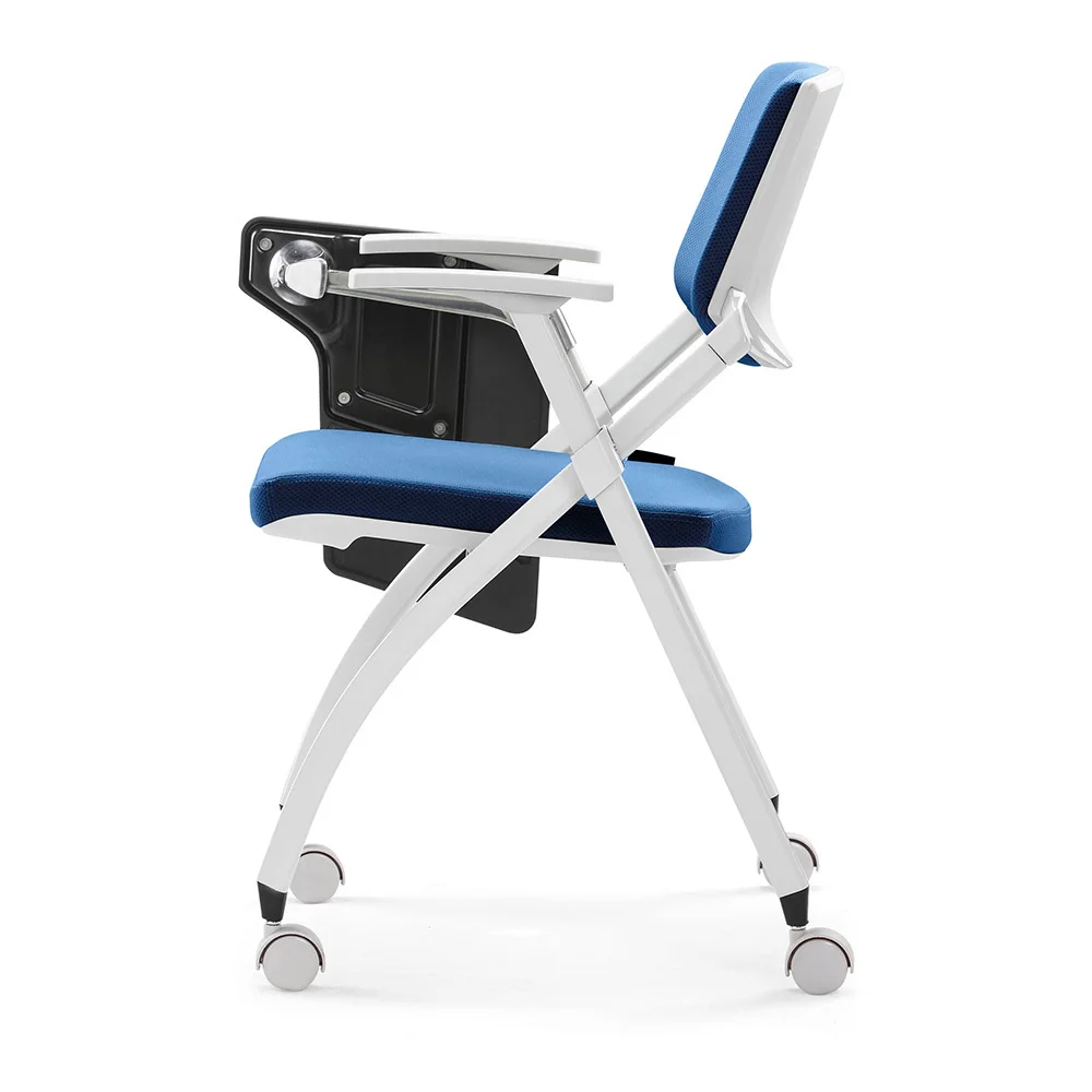 School office hotel project folding seat metal training chair with writing pad