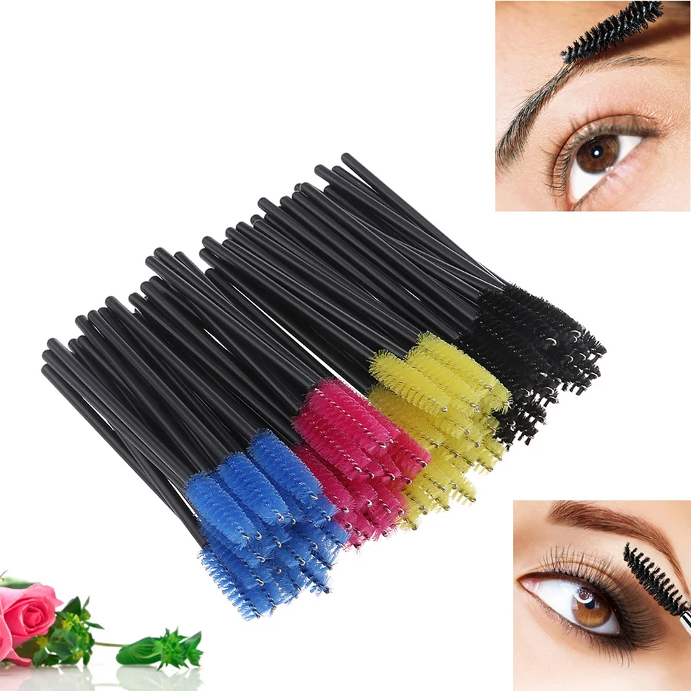 200Pcs Disposable Eyelash Brushes Plastic Handle Nylon Mascara Wands for Women Makeup Application Eyelash Extension Tools