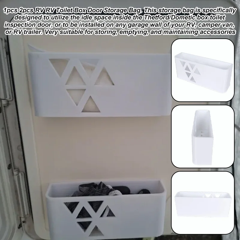 Toilet Box Door Storage Bag 2Pcs With Adhesive Backing For Thetford Dometic Cassette Inspection Pocket RV Camper Motorhome