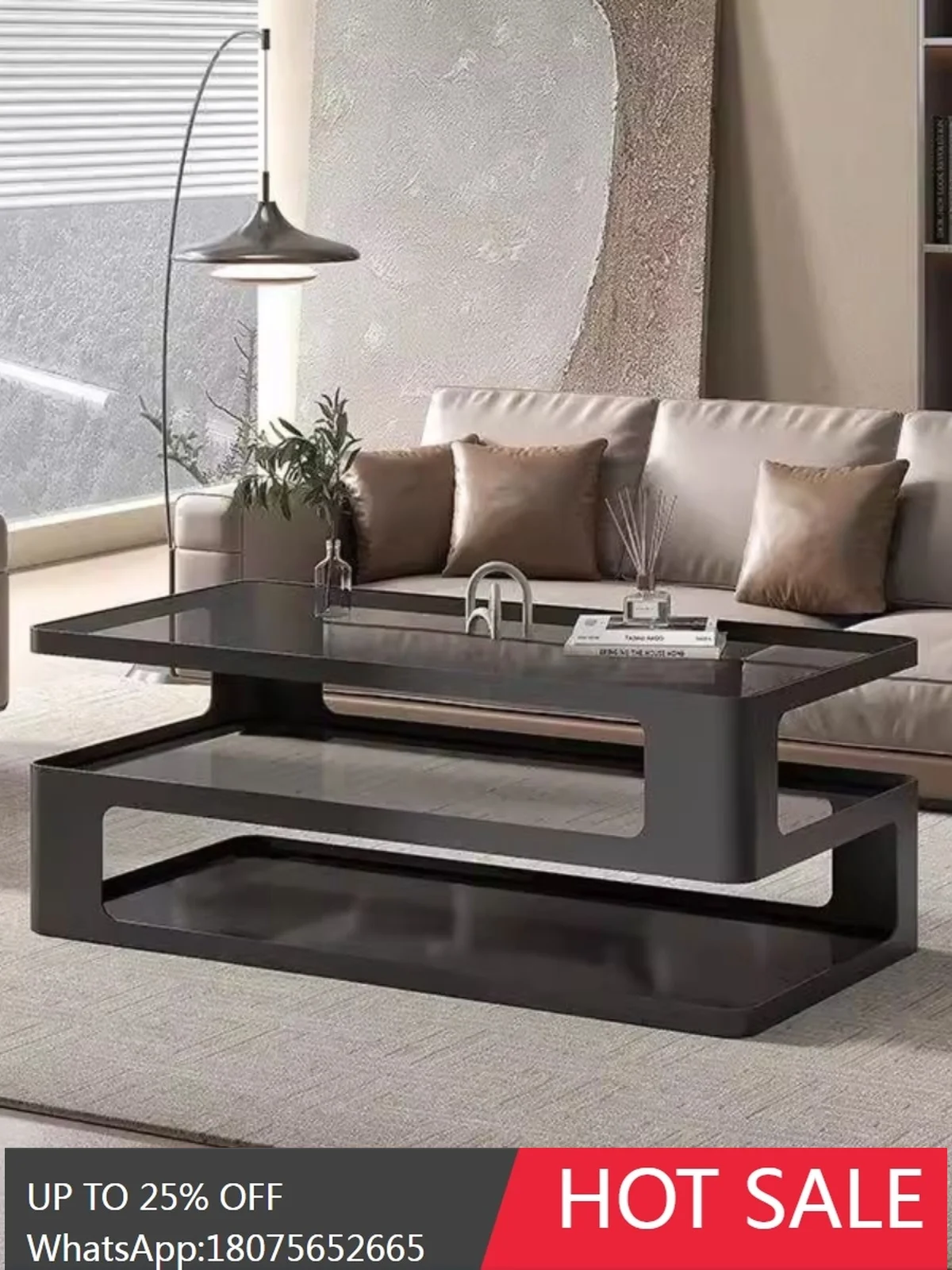 SGF household multi-layer small coffee table modern living room simple tempered glass tea table