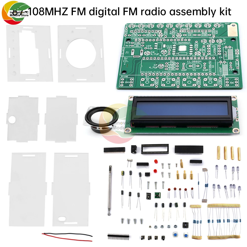 87-108MHZ FM Digital FM Radio Assembly Soldering Practice Kit RDA5807 LCD Display DIY Soldered Loose Parts