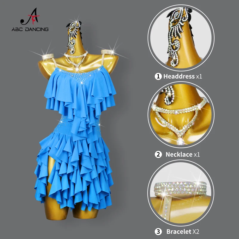 Latin Dance Dress Skirt For Prom Girls Practice Clothing Stage Costume Competition Ball Party Line Suit Women's Sports Dancewear