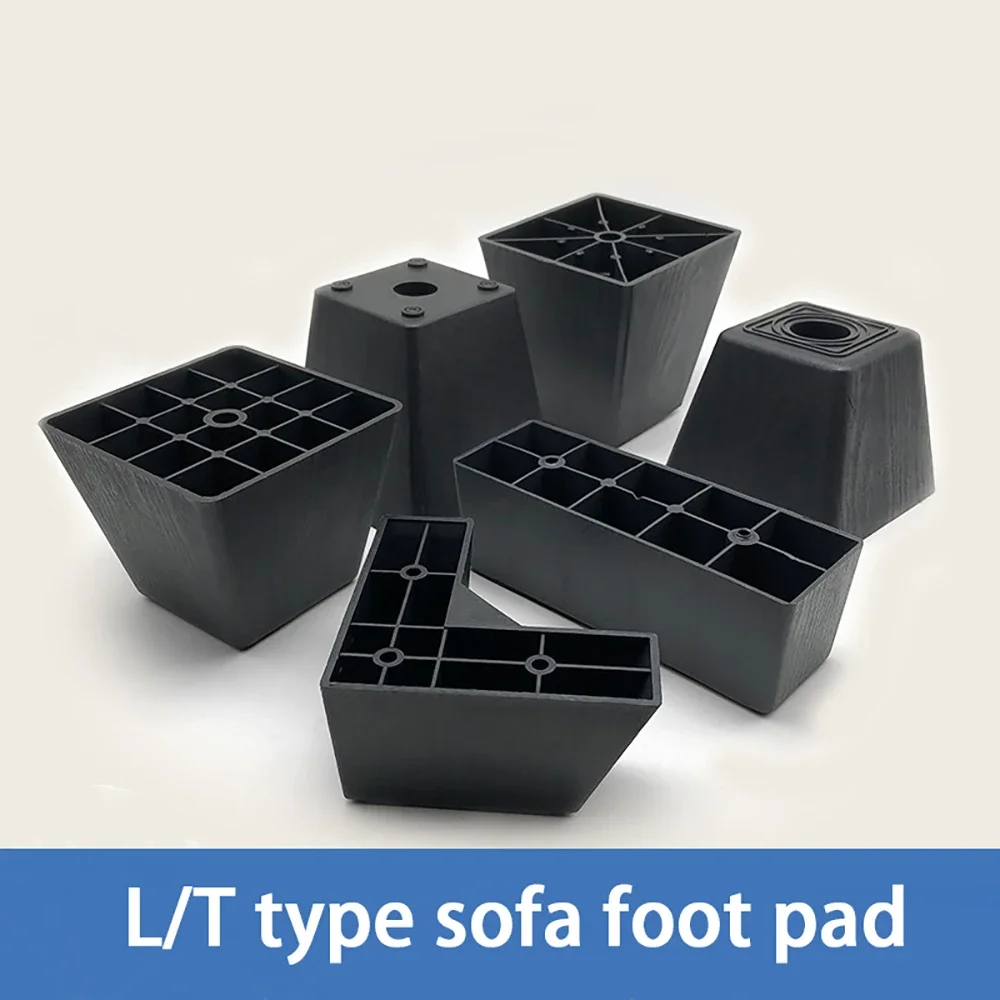 PE Plastic Sofa Foot Base Square/L/T Type Table/Chairs Height Increasing Support Leg M8 M10 Furniture Foot Cabinet Accessories