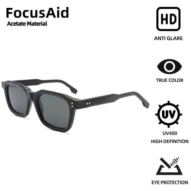 

FocusAid Retro Punk Fashion Women Square Sunglasses Men Personality Design High Quality Acetate Sunglasses UV400 Nylon Lenses