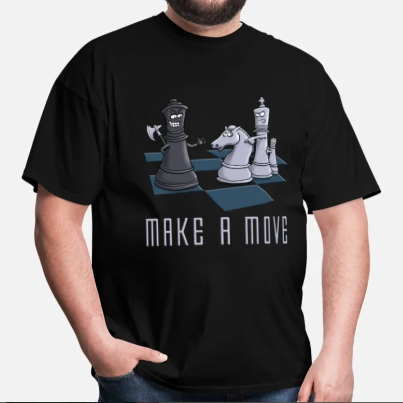 

Сделайте перемещение. Повседневная футболка премиум-класса Funny Chess. Летняя хлопковая мужская футболка с коротким рукавом и круглым вырезом, новинка S-3XL