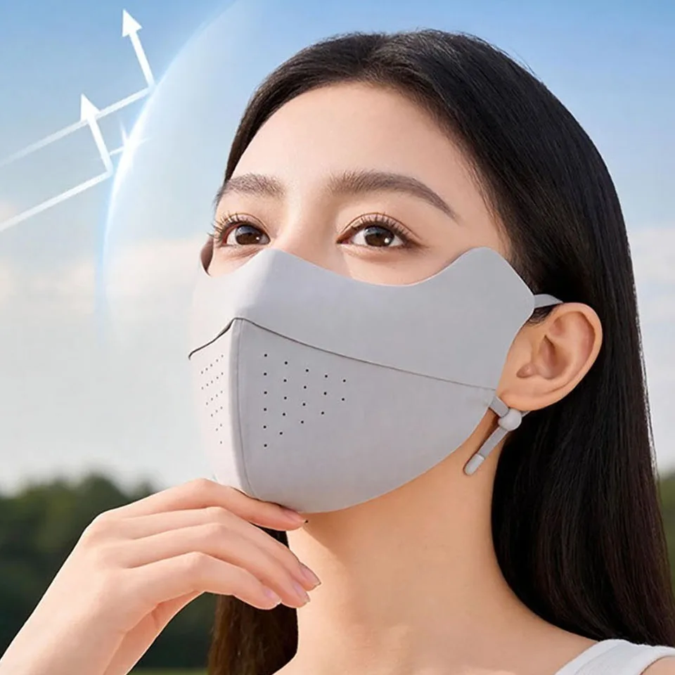 AliExpress NONE Summer Ice Silk Face Mask UV Sun Protection Respirator Men Women Adjustable Breathable Mask For Outdoor Running Cycling Sports