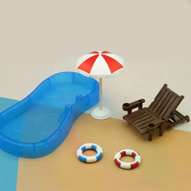 1Pcs Mini Blau Schwimmen Pool Modell Puppenhaus Miniatur Pool Szene Ornament Für Puppe Haus kinder Spielzeug Zubehör