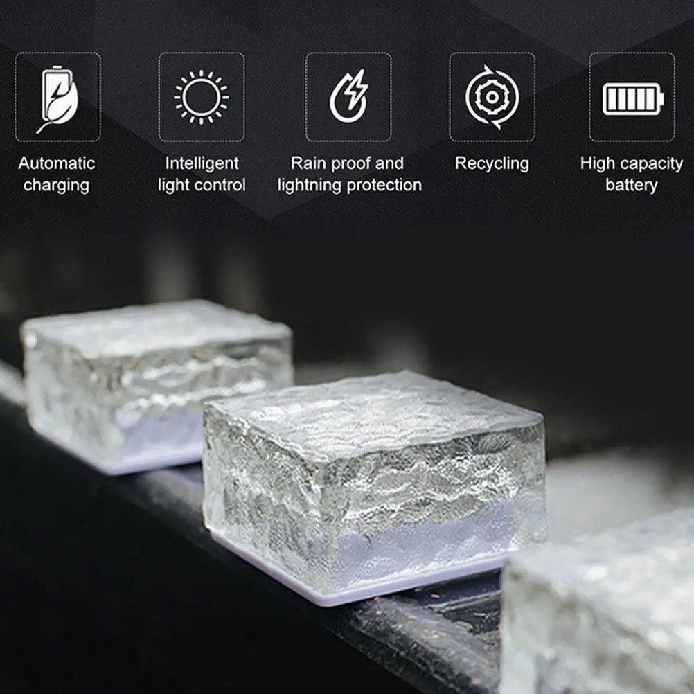 1Pcs Brick Light Square Glass Design Floor Lamp Outdoor Decorative Light for Yard Walkway Driveway Terrace Pool Area