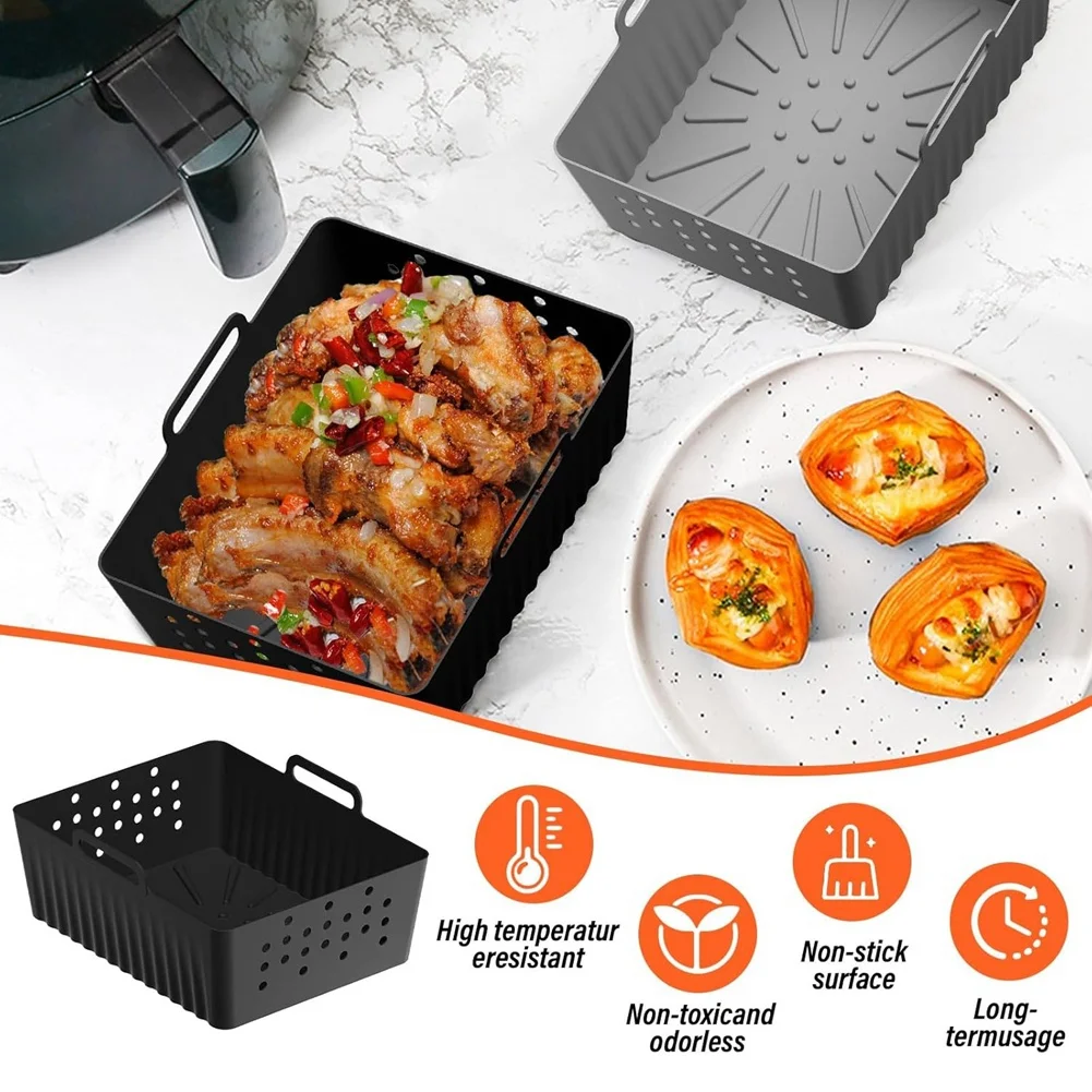 A59E-2 قطعة بطانات سيليكون للمقلاة الهوائية للنينجا SL400UK/SL401 سلة مقلاة هوائية قابلة لإعادة الاستخدام ملحقات وعاء المقلاة الهوائية