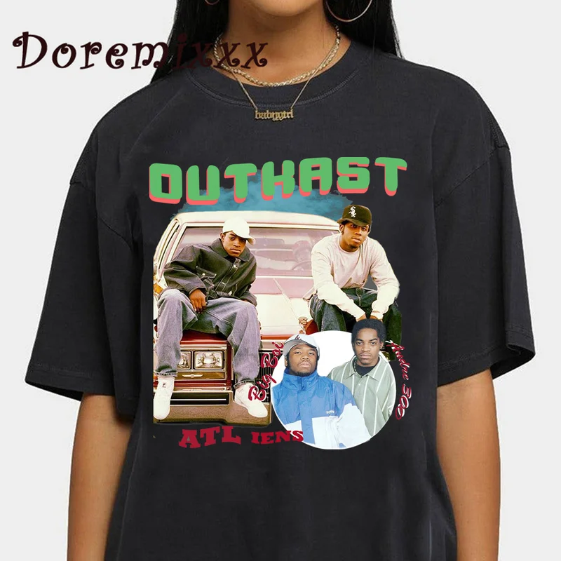 

Футболка Retromen, футболка в стиле хип-хоп, Outkast, Винтажная футболка с графическим рисунком, хлопковые футболки оверсайз с коротким рукавом, футболки в стиле 90-х, уличная одежда в стиле рэпера