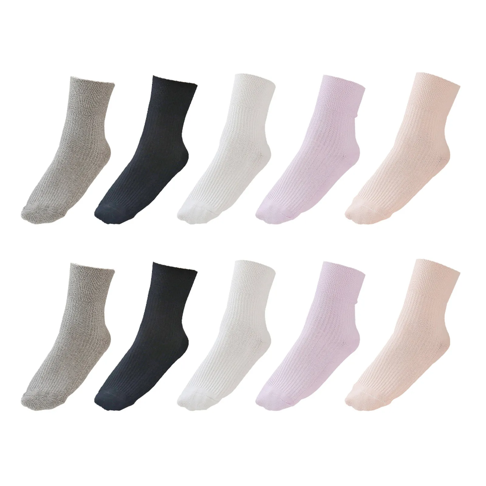 5 Pares de Calcetines de Enfermería para Mujer, Extra Anchos, Sin Elásticos, de Algodón Peinado Grueso, para Embarazadas, Posparto, Personas Mayores y Clima Frío
