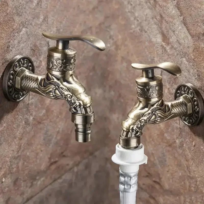 

Antique European Style Wall Mounted Retro Cold Water Faucet Zinc Alloy Washing Machine Faucet for Swimming Pool