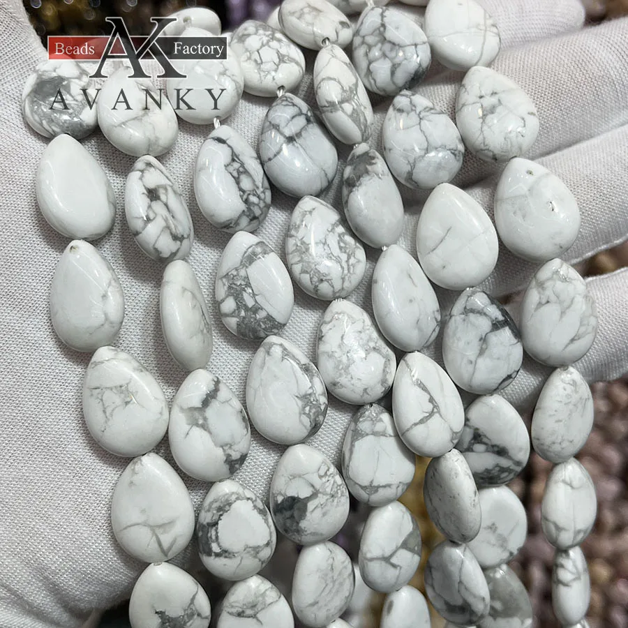 Natural White Turquoise Water Droplet Melon Seeds Shape Loose Beads Jewelry Making DIY Necklace Bracelet Accessory 15''13x18mm