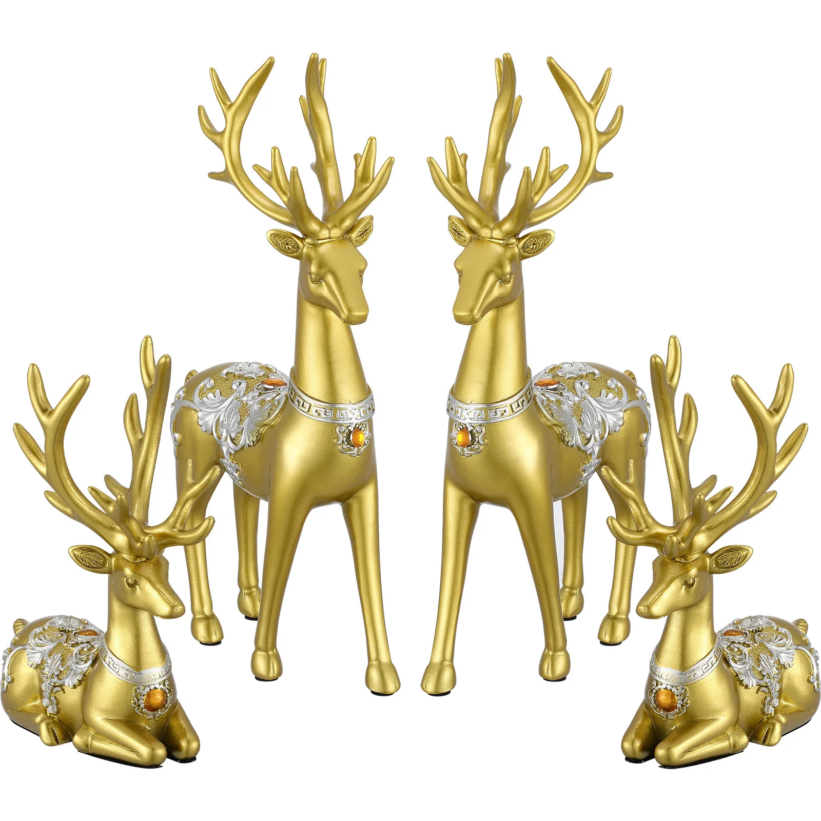 

1 set Resin Elk Statue Deer Figurines Home Decor Office Garden Decoration Desktop Ornament Xmas Gift Party Supplies Landscape