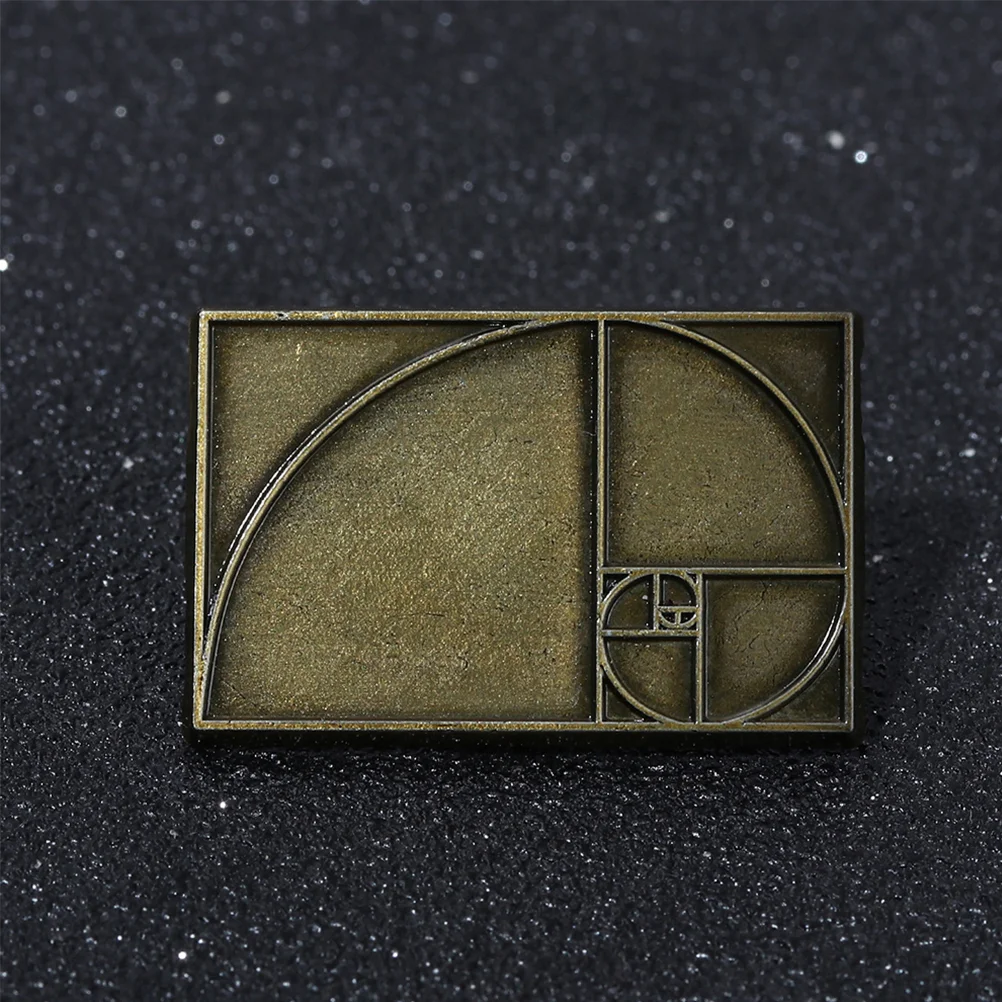 Mathematical Shape Brooch Lapel Pin Digital Graphic Badge Rectangle Coat Golden Ratio Metal Spiral Geometry Design