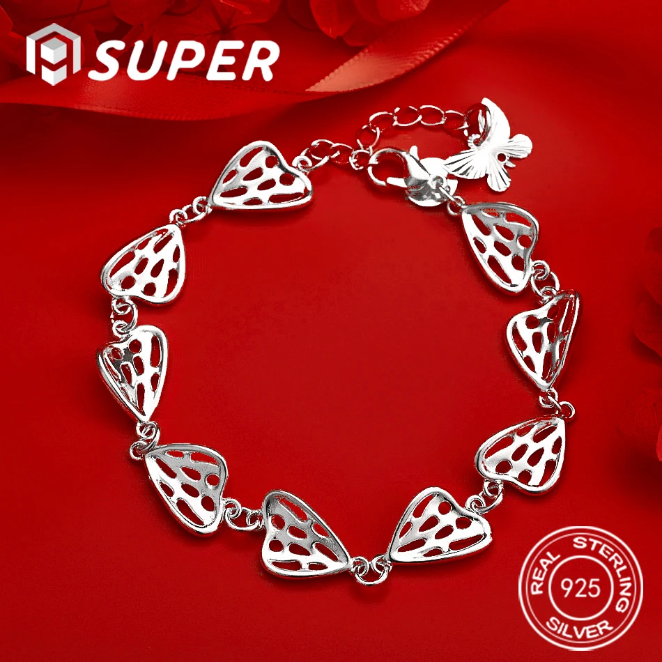 

ALISuper 925 Sterling Silver 8-inch Delicate Geometric Bracelet - Stylish Gift, Engagement Accessory, Jewelry