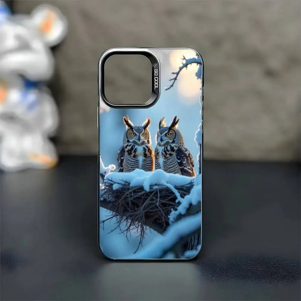 حافظة هاتف OWL FORST واقعية لهاتف iPhone 16,15,14,13,12,11,Mini,Pro,MAX غطاء أسود غير لامع مقاوم للصدمات