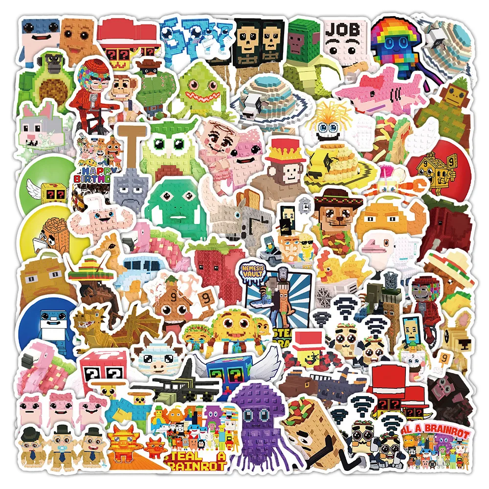 

70/140Pcs Cartoon Steal A Brainrot Stickers Vinyl Waterproof for Laptop Phone Case Notebook Water Bottle DIY Stickers