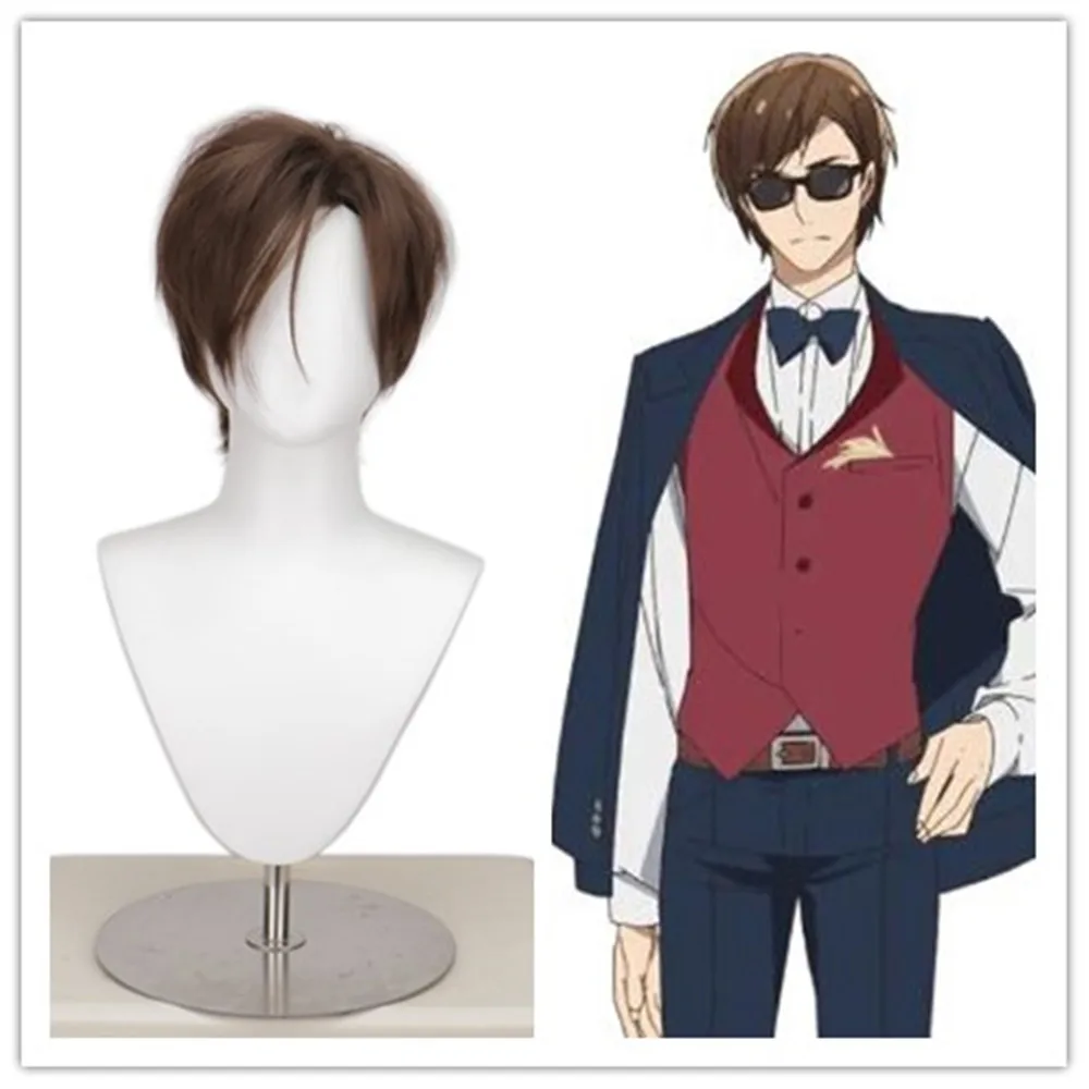 

Cosplay ZOMBIE LAND SAGA Men Hair Cosplay Wigs Short Straight Brown Anime Kōtarō Sunagawa Party Halloween Costume