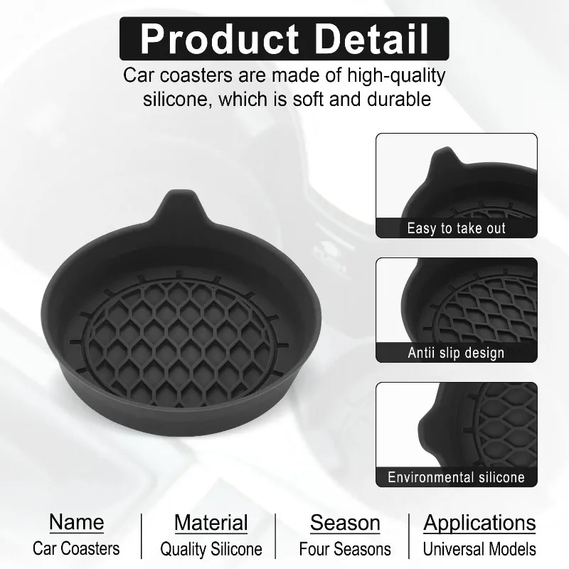 Silicone Car Cup Holder Inserts Coaster, Anti‑Slip Cup Mat Pad, Universal Car Interior Accessories for Vehicle Drink Cup Holder