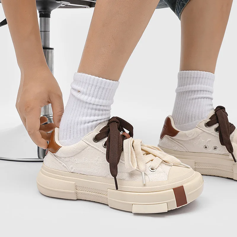men's Sneaker Large Size Mixed Colors Canvas Sport Unisex Shoe Height Increase Platform Round Head All Match Leisure Trainers
