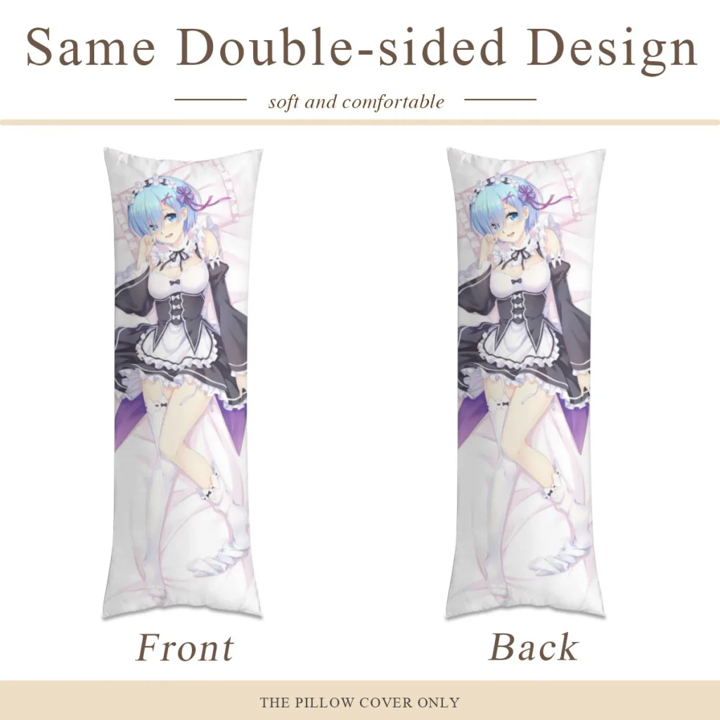 Re:Zero-INFINITY Rem Long Pillow Case Home Bedroom Living Room Sofa Cushion Cover Peach Skin Pillowcase