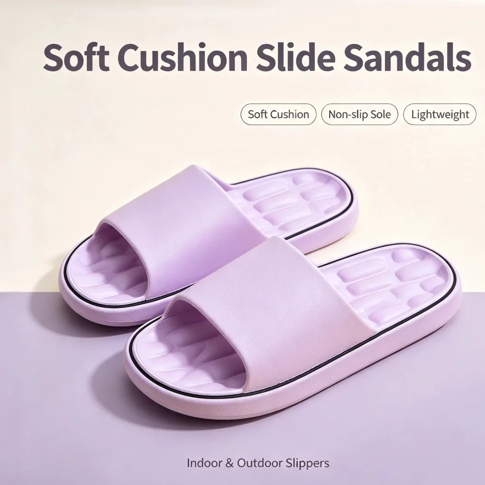 EVA House Slippers Unisex Soft Cloud Slides Anti‑Slip Open‑Toe Household Slipper Indoor Outdoor Beach Shower Slides