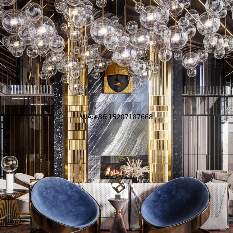 Glass Bubble Ball Process Decorative Hotel Lobby Villa Dining Room Modern Custom  Glass