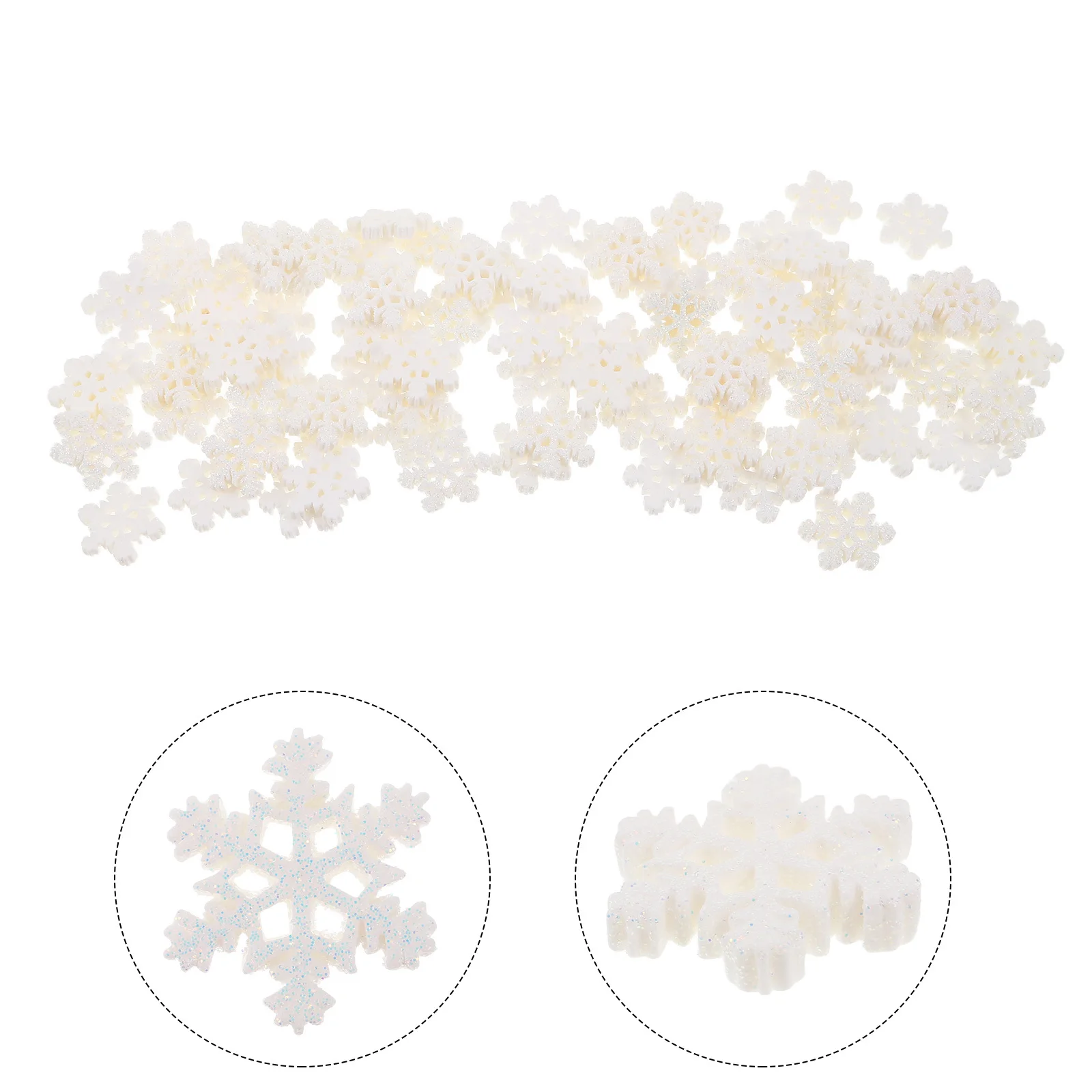 

100Pcs Mini Snowflake Ornaments Resin White Glitter Snowflakes for Christmas Winter DIY Crafts Holiday Party Table Decoration