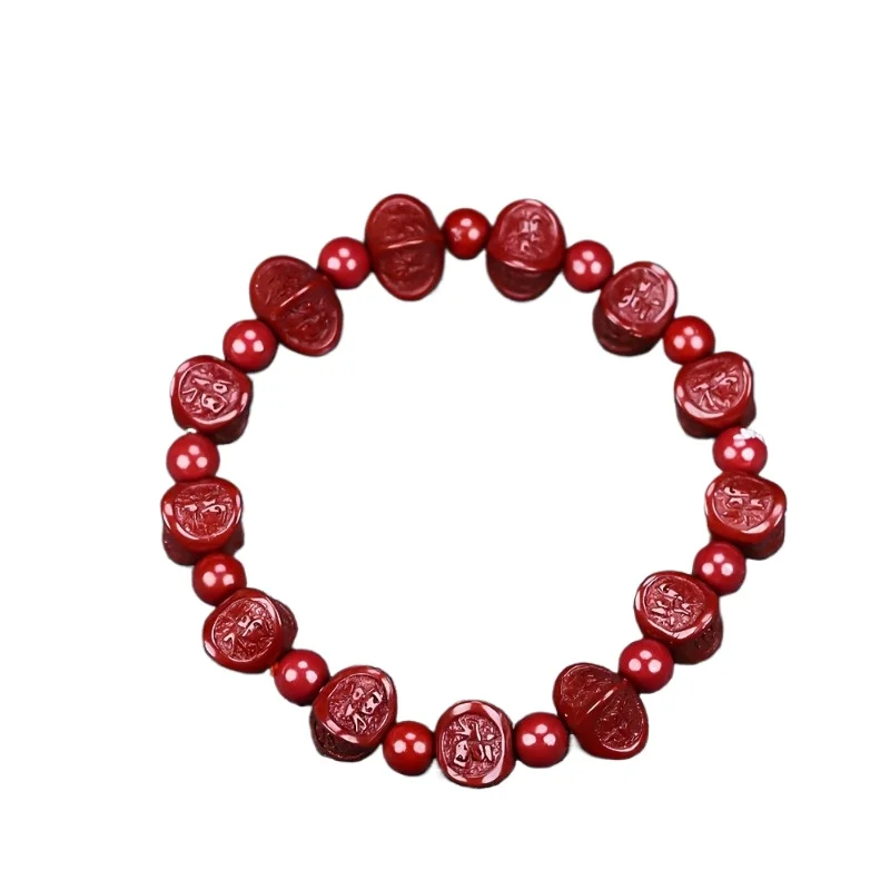 Pulsera de cinabrio rojo Pulsera con colgante de cinabrio de moda unisex