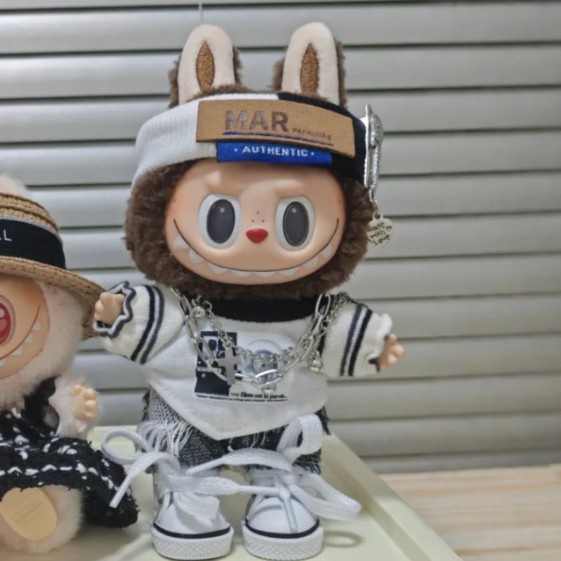 17 سنتيمتر لطيف دمى قطيفة صغيرة وتتسابق Labubu الكورية Kpop المعبود دمية الملابس والاكسسوارات مجموعة كاملة نمط وسيم الدعاوى DIY بها بنفسك لعبة الهدايا