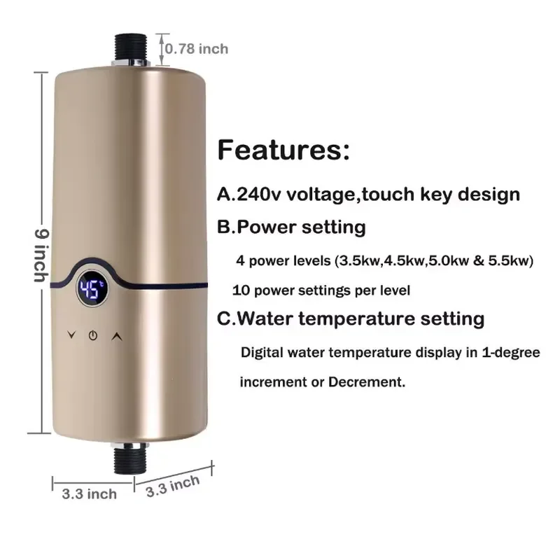 Best-Selling Small Size Portable High-Speed Plastic English Waterproof Touch Control Instantaneous Electric Water Household