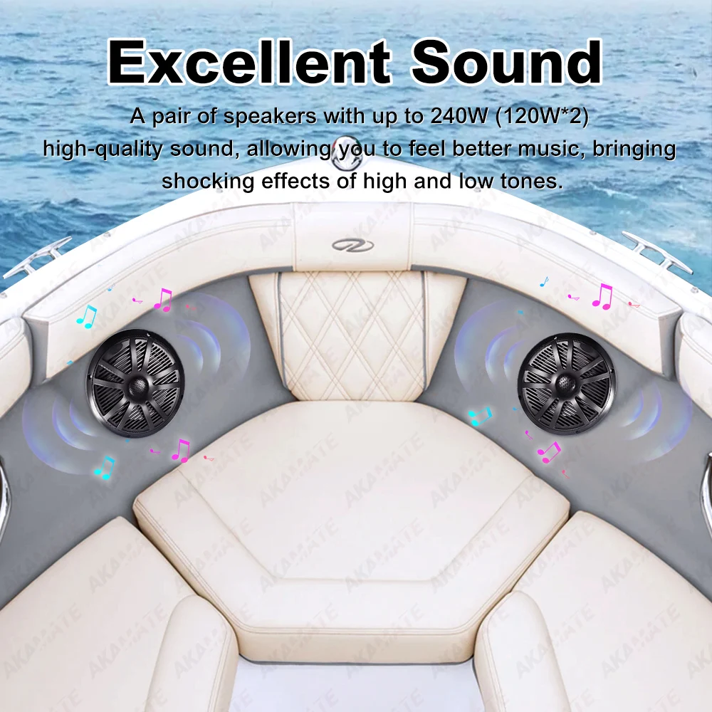 防水Bluetoothマリンスピーカーシステム,FM AMアンテナ,RV, ATV, UTV,スパ,RZコンビネーションボートレシーバー