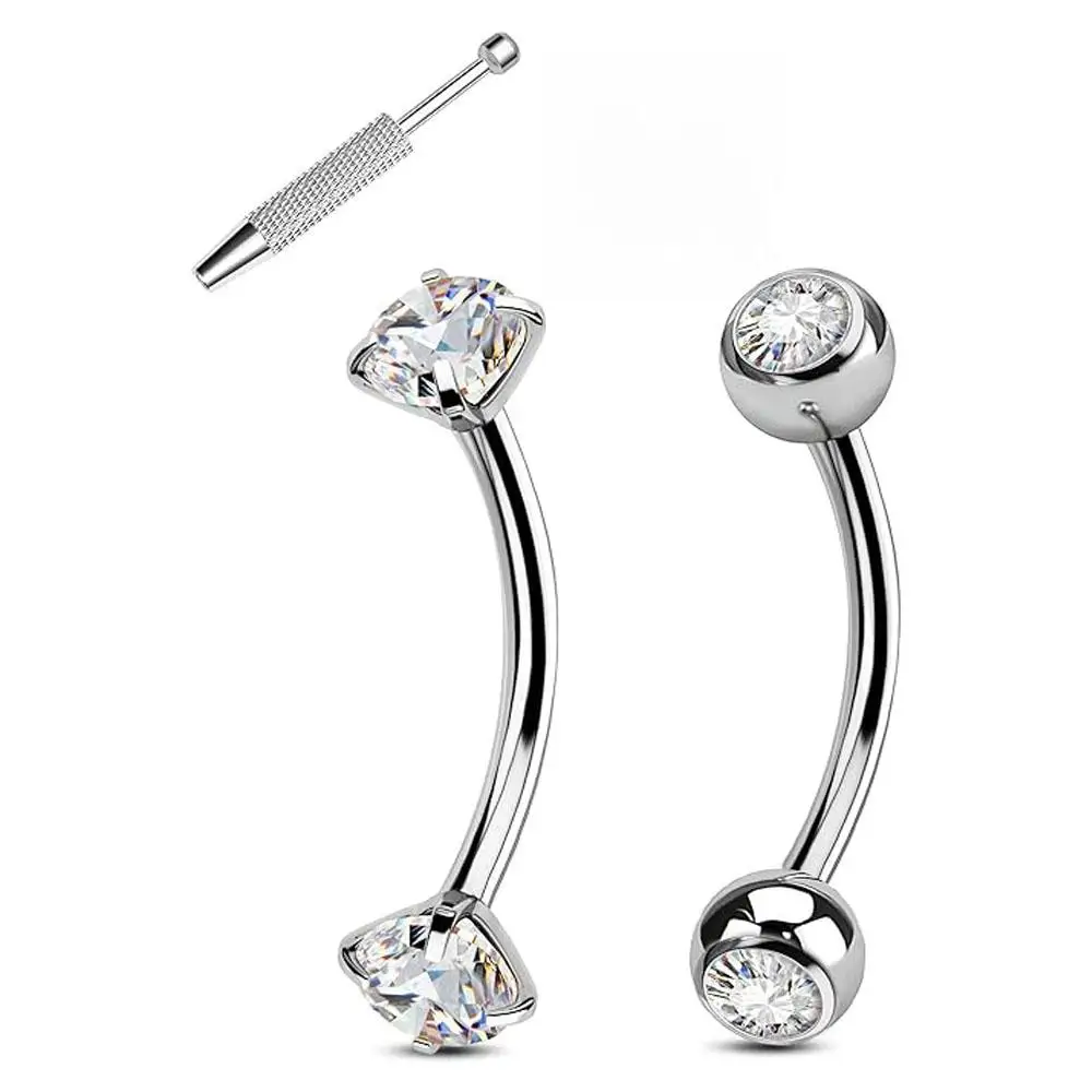 1/3PCS Set Rook Piercing Jewelry Internally Thread Earring Women Surgical Steel Eyebrow Piercing Jewelry Curved Barbell Labret