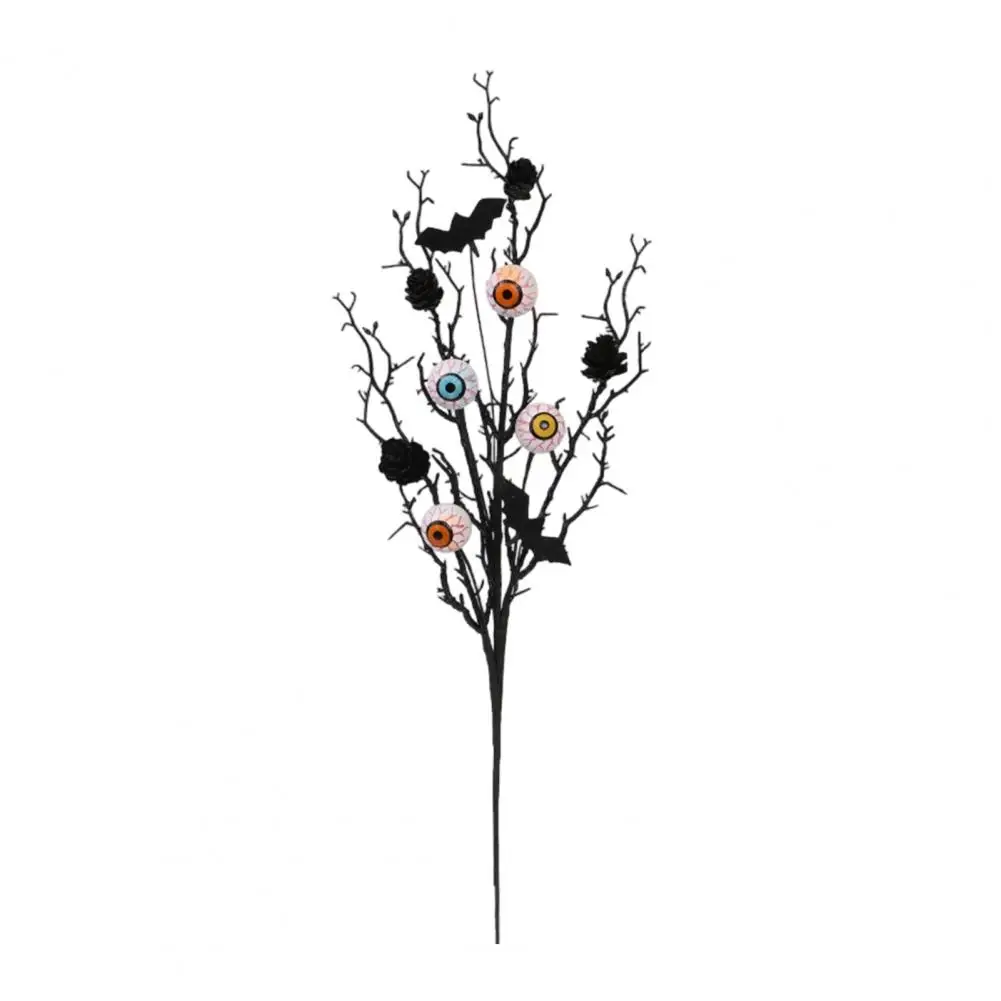 Fake Dead Branches Halloween Black Artificial Branches with Eyeball Picks Bat Pine Cone Vase Fillers Holiday Party Centerpiece