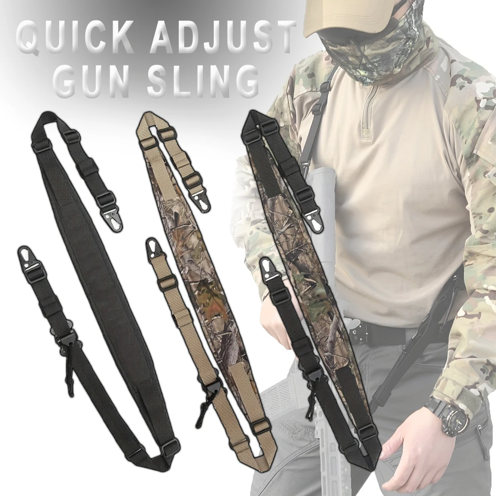 

Tactical 2 Points Rifle Sling Quick Adjust Gun Sling with HK Hook Shoulder Pad Sling for CS Airsoft Hunting Crossbow Shooting