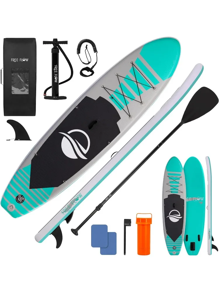 لوح مجداف قابل للنفخ مقاس 10 بوصات مع منصة واسعة مقاس 32 بوصة - سطح EVA غير قابل للانزلاق، هيكل بغرز منسدلة، 3 قطع Al