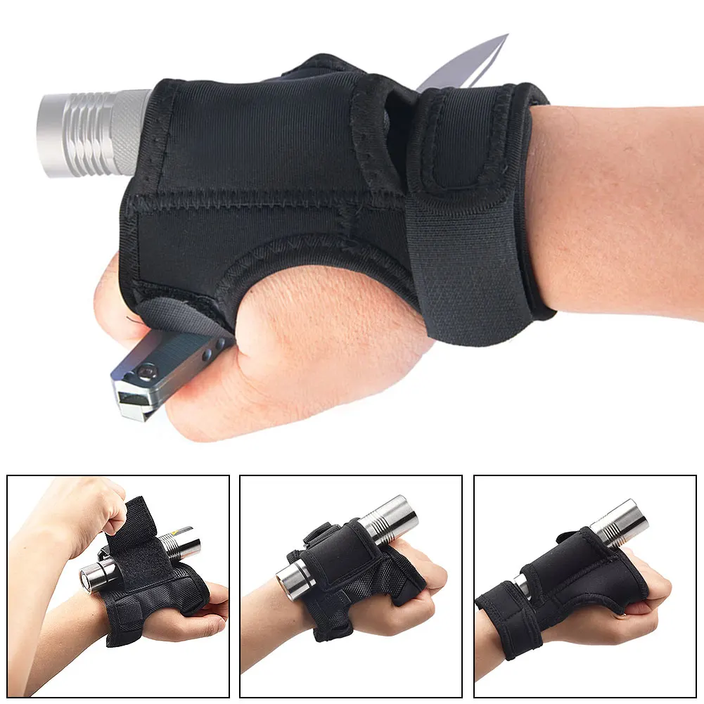 Durable Neoprene Torch Flashlight Holder Hand Arm Mount Wrist Strap Glove Hand Free Underwater Scuba Diving Flashlight Holster