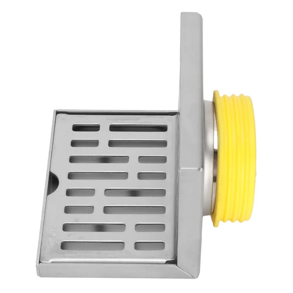 Durable SUS304 Stainless Steel Floor Drain L-Shaped Structure Right Angle Side Floor Drain Silver Side Outlet Wall Drain Kitchen