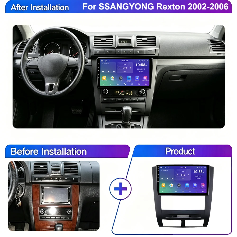 Car Radio For SSANGYONG Rexton 2002 2003 2004 2005 2006 Carplay Android Auto Player Multimedia 4G WIFI GPS Navigation Video 2din