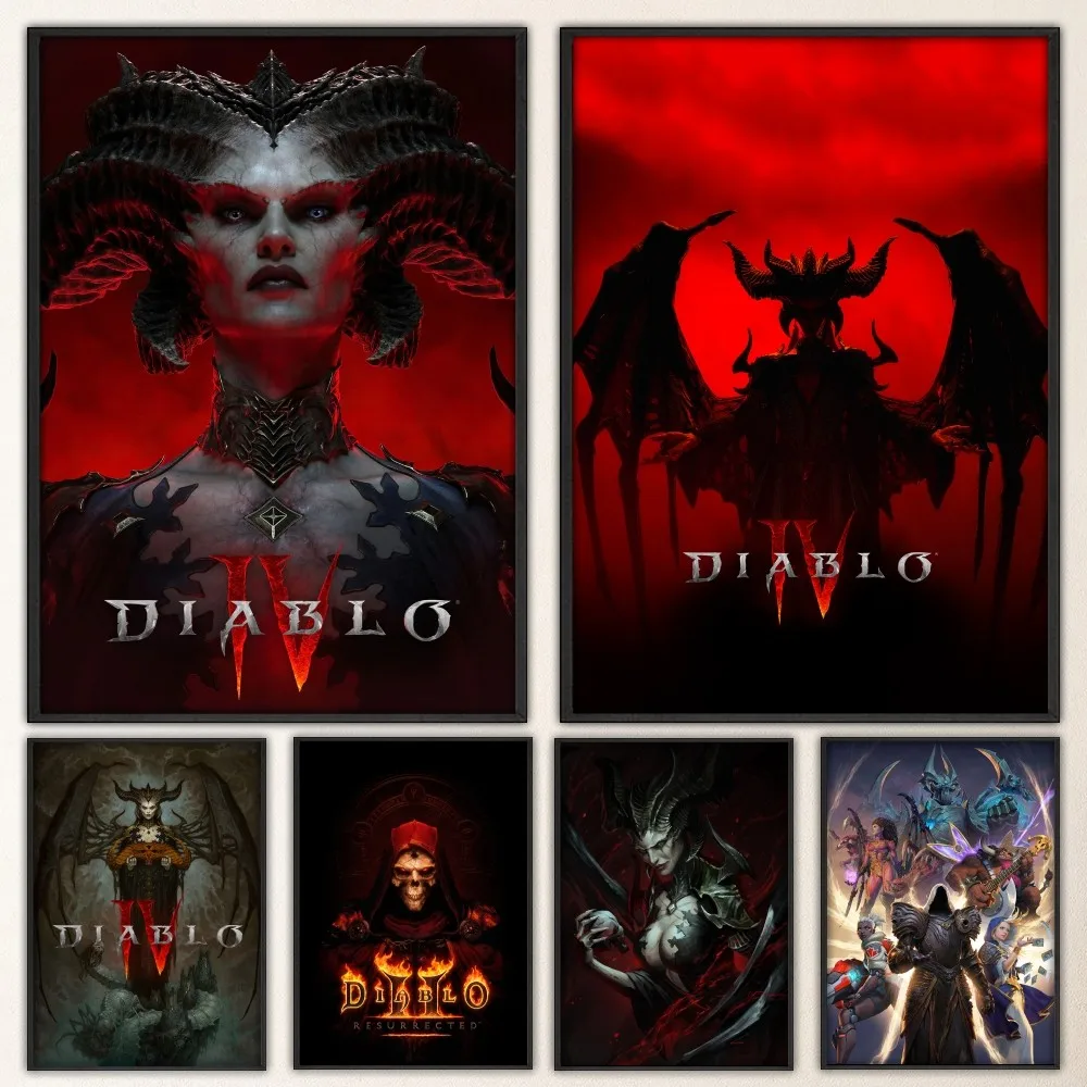 Diablo IV Hot Video Game Poster Prints Poster Wall Painting Bedroom Living Room Wall Bar Restaurant Sticker Large