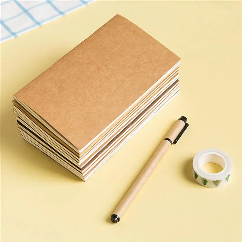 12 stuks Kraftpapier Notebook Leeg Reisverslag Notebook Mini Memo Kids Pad Kladblok Leeg Lijnboek Voor Schrijven Tekening